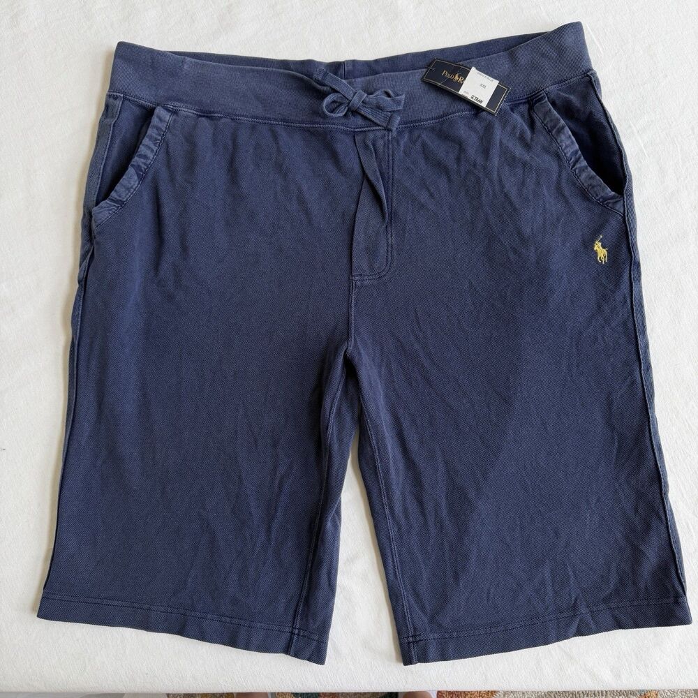 POLO Ralph Lauren Mens Navy Knit SHORTS XXL Pony NEW NWT Pockets Preppy Sporty
